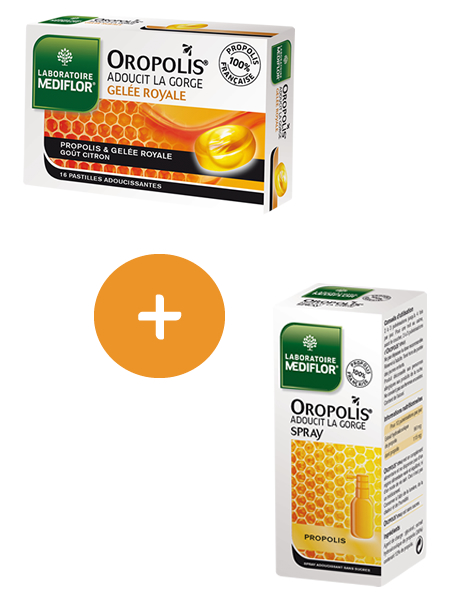 image Oropolis® Gelée Royale Boîte de 16 pastilles + Oropolis® Spray de 20 ml PTA